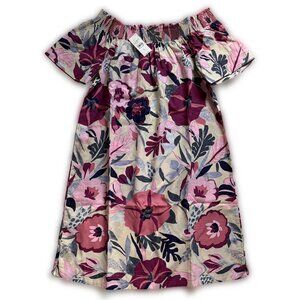 LOFT Smocked Neckline Dress NEW Tropical Floral Print  • RUNS BIG 43-inch chest
